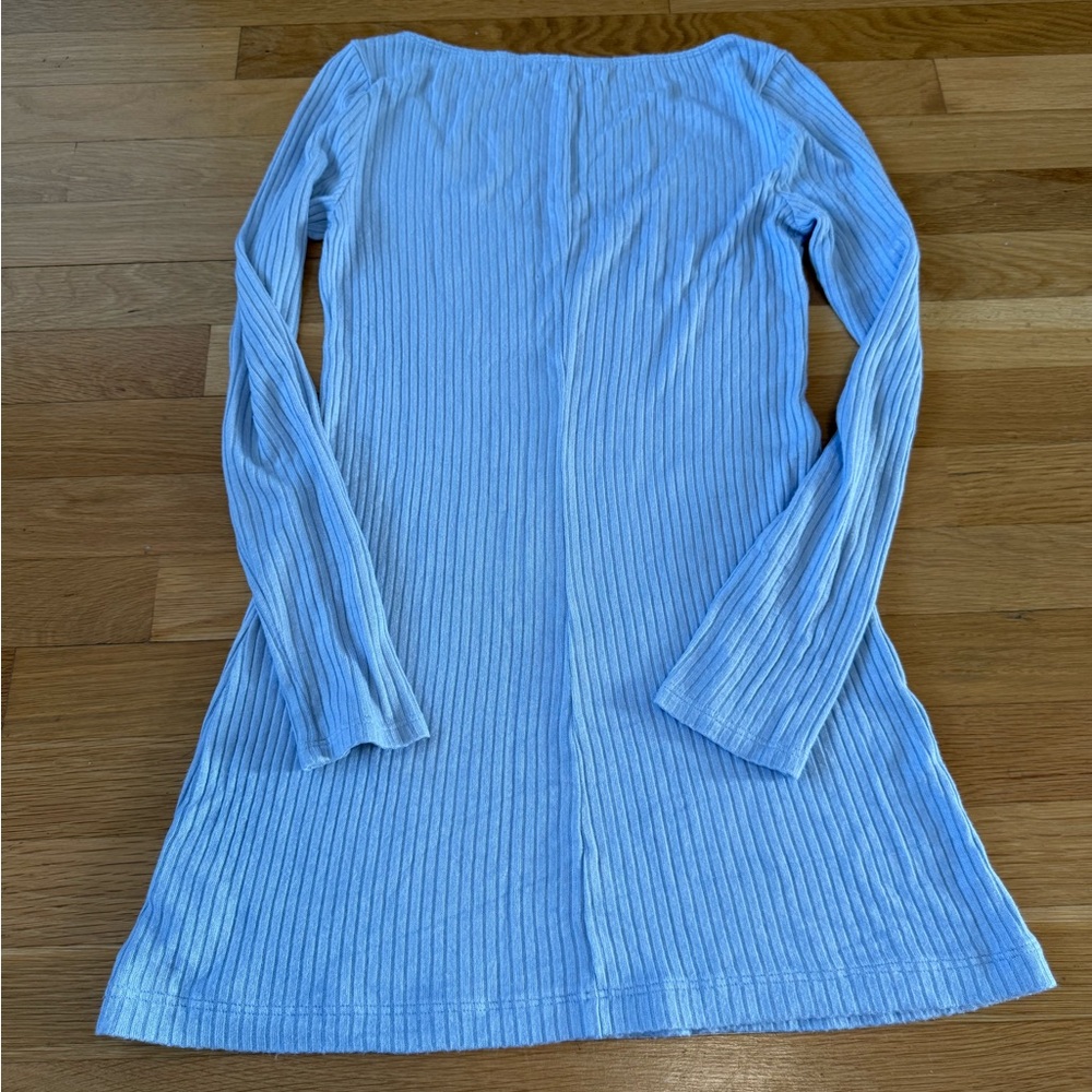 Reformation Jeans Light Blue Ribbed Long Sleeve Mini Dress XS - Picture 9 of 9